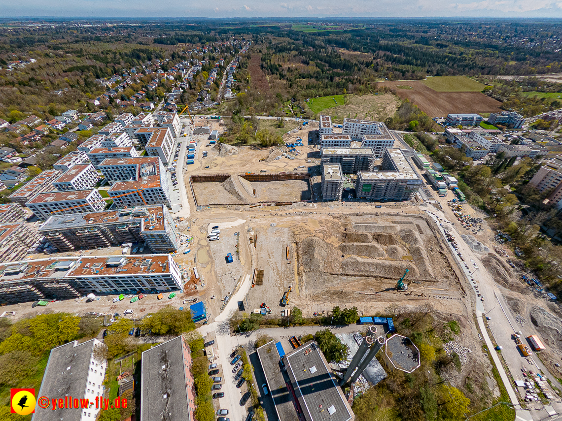 21.04.2023 - Luftbilder von der Baustelle Alexisquartier und Pandion Verde in Neuperlach